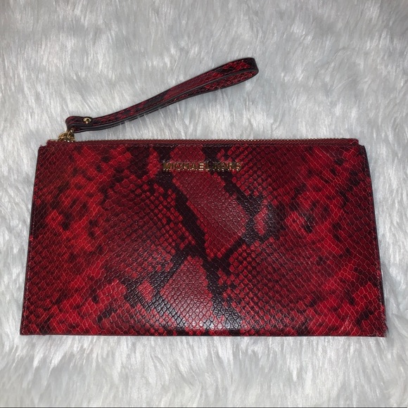 Michael Kors Handbags - Michael Kors Red Snakeskin Wristlet